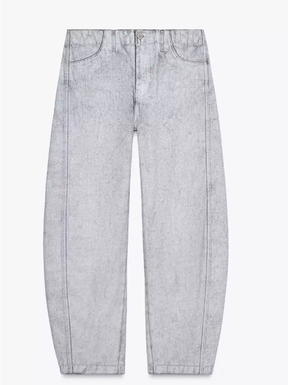 Zara Women’s Twisted Tapered Barrel Jeans - Light Denim Blue Coated